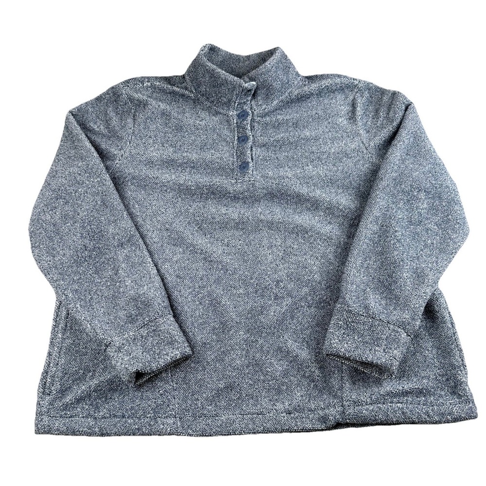 Eddie Bauer Women's XL Blue Marled Fleece Pullover Mock Neck Cozy Sweater